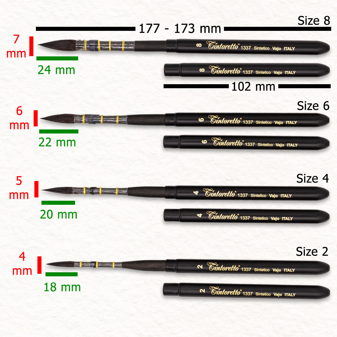 4 Travel brushes in wooden pocket case - Vajo - Tintoretto (553)