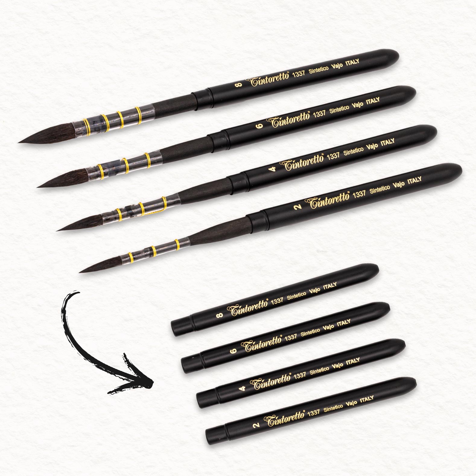 4 Travel brushes in wooden pocket case - Vajo - Tintoretto (553)