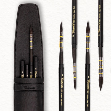 4 Travel brushes in eco-leather pocket cases - Vajo - Tintoretto (4323)