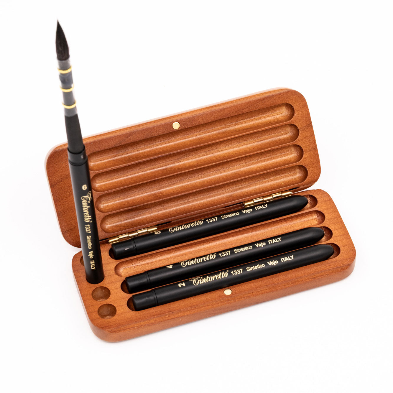 4 Travel brushes in wooden pocket case - Vajo - Tintoretto (553)