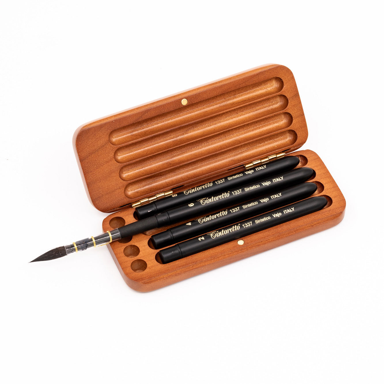 4 Travel brushes in wooden pocket case - Vajo - Tintoretto (553)